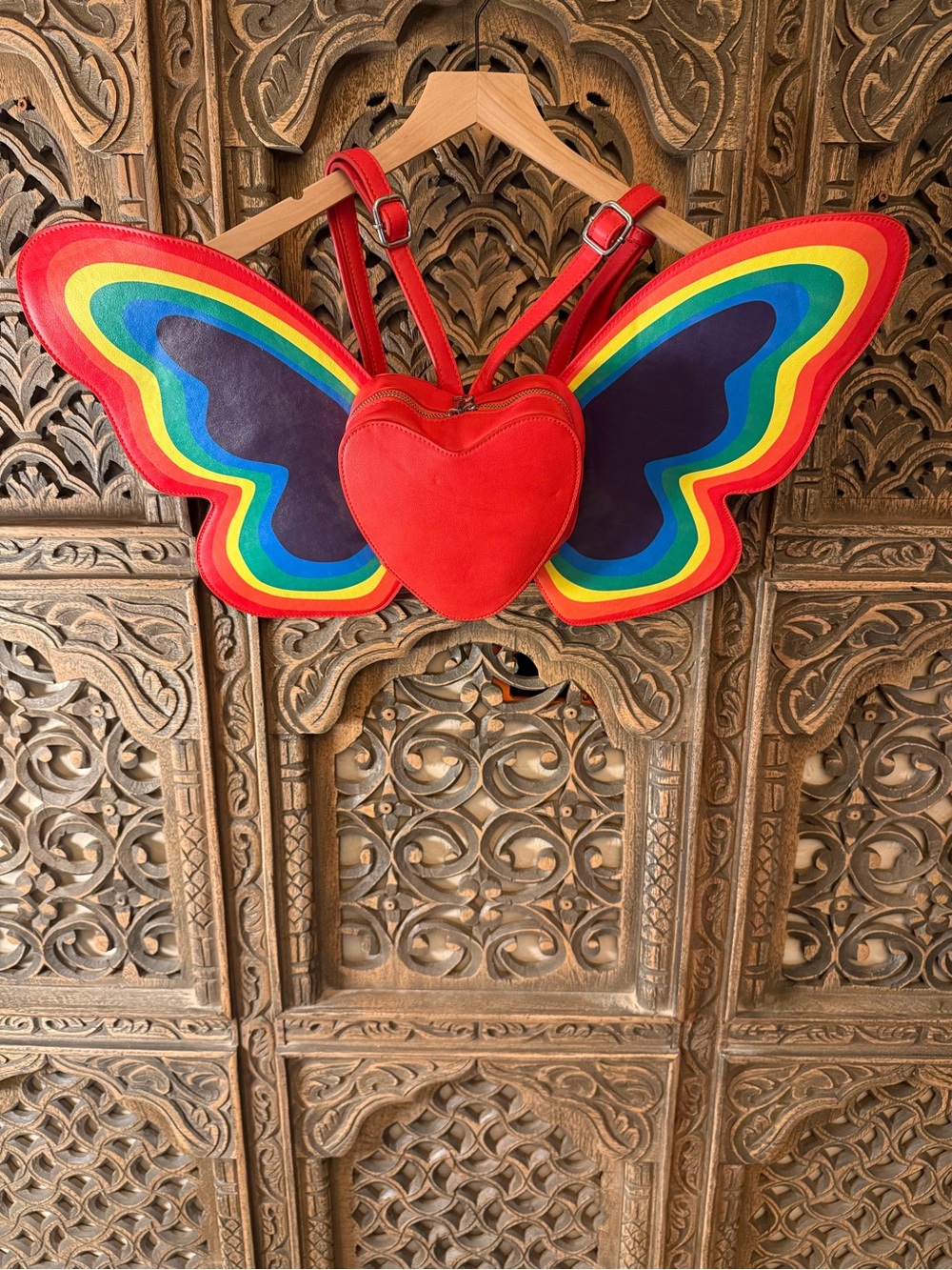NEW Current Mood Red Heart Backpack with Rainbow Butterfly Wings